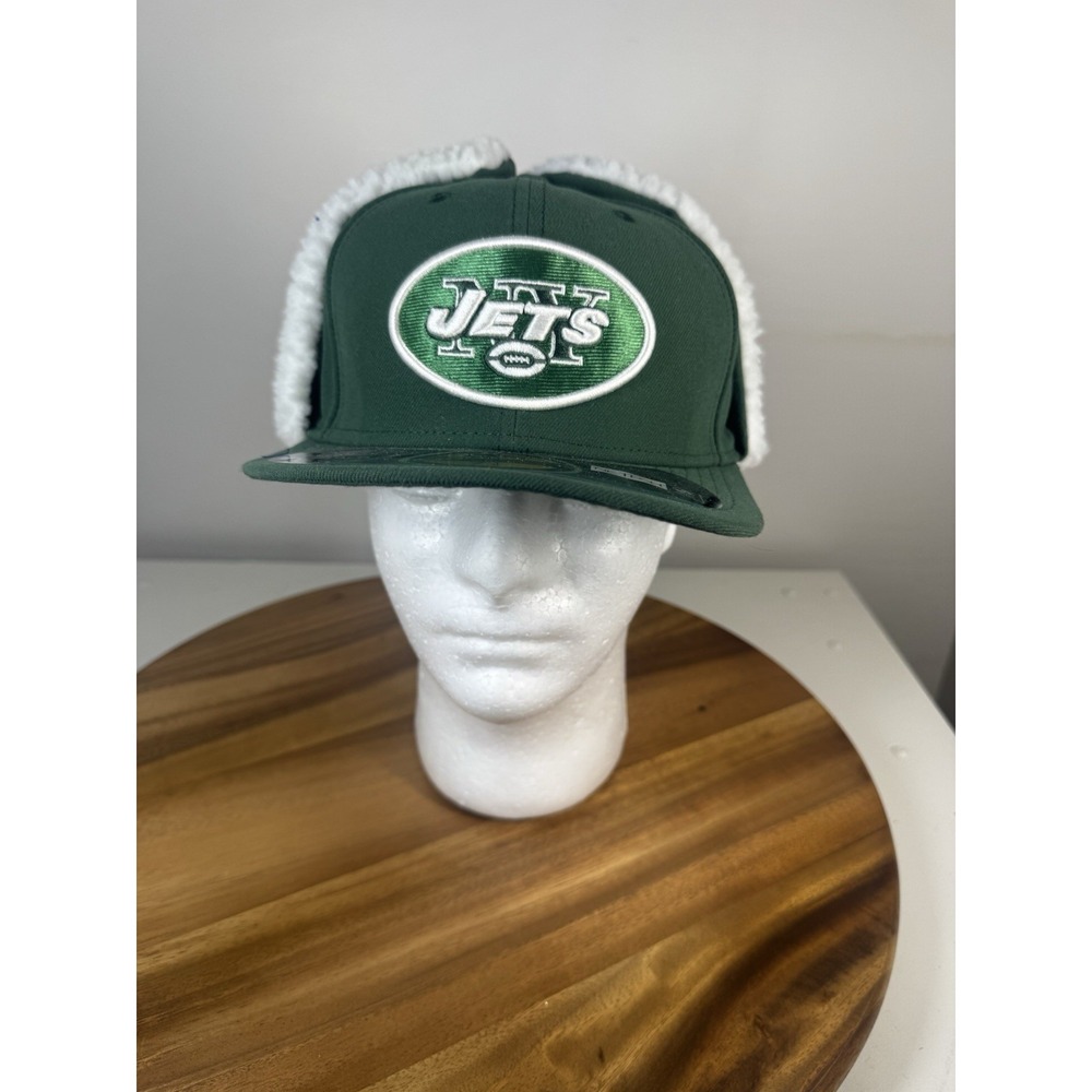 New Era 59Fifty New York‎ Jets Fitted Dog ear Hat Size 7 1/2 Black NFL AFC Cap